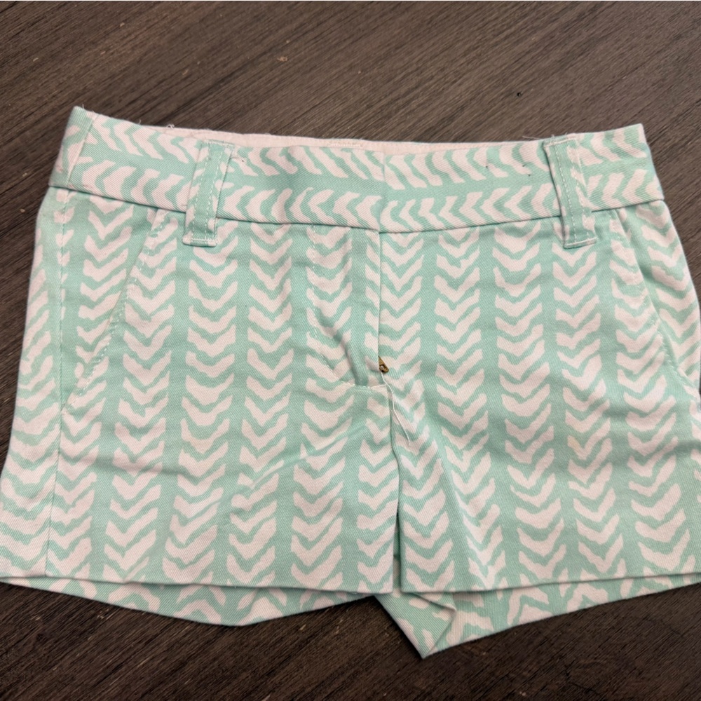 Girls Crewcuts Mint and White Patterned Shorts